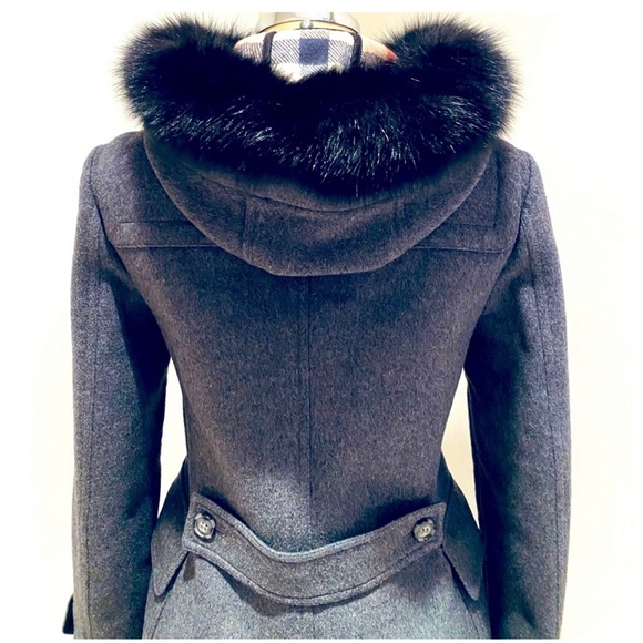 Burberry Brit Blackwell Wool Duffel with Fox Fur Trim Coat - Picture 6 of 10